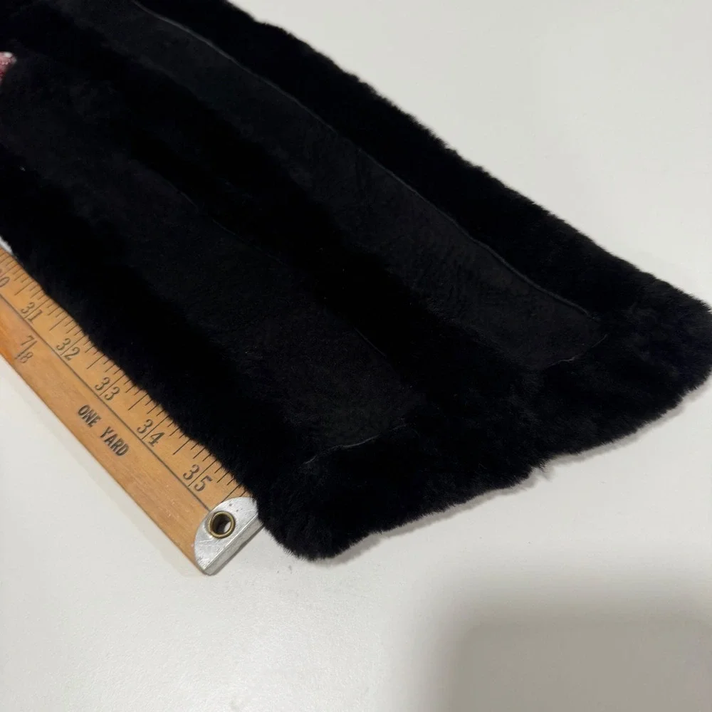 UGG Australia Black Genuine Shearling Sheepskin Fur Scarf Wrap WPL 9522